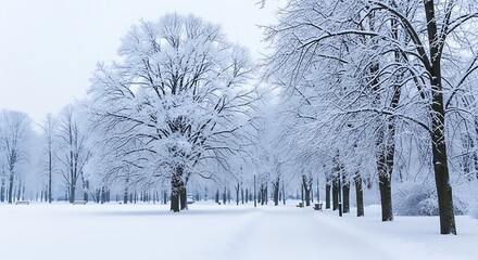 Winter Wonderland - Snow-Covered Trees in a Serene Landscape.