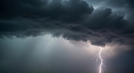 Dramatic Lightning Strike Under Ominous Storm Clouds