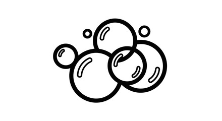 A graphic illustration of clustered soap bubbles, outlined in black on a white background.