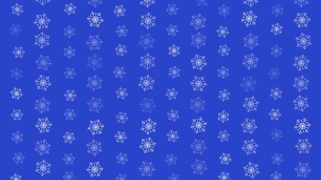 Repeating hand-drawn snowflake pattern on deep blue background, clean winter doodle texture for seasonal and festive projects. 4K video