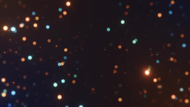 Abstract motion background shining colorfull particles. Shimmering Glittering Particles With Bokeh. Popular, modern, christmas, new year, holiday, wedding background, 2026. 4K loop video animation	