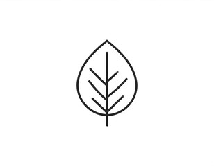 Simple, line-art illustration of a leaf, showcasing a central vein with branching veins. The minimalist design is set against a clean white background