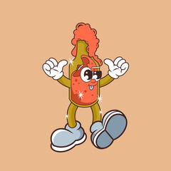Retro character design of cute beer bottle