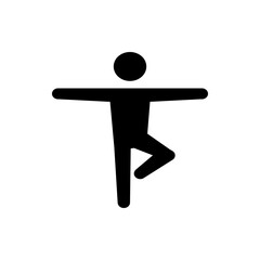 Silhouette of a person in tree pose with arms extended horizontally for balance and leg raised for yoga