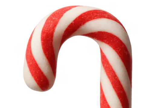 Candy cane with classic red and white stripes representing holiday cheer and sweet festive treats