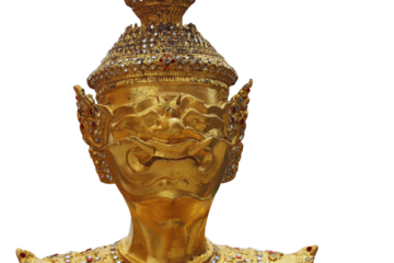 Ancient Thai Temple Guardian Statues and Mythical Figures