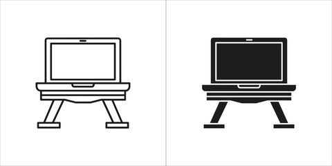 Laptop on a stand, a simple icon representing modern technology and work setup