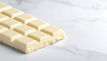 Close Up View of a White Chocolate Bar on a Marble Surface with Soft Lighting