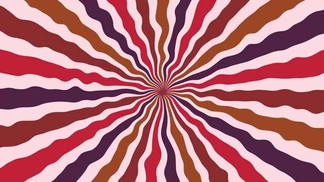 Retro Sunburst Radial Ray Rotation Loop Background Animation | Vintage 60s Starburst Motion Graphic