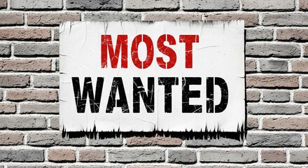 Fototapeta premium Most wanted poster on a brick wall