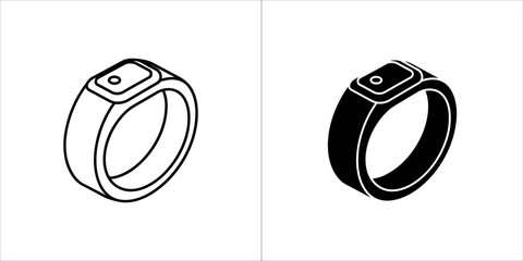 Smart ring icon, wearable technology sign, vector illustration, outline style