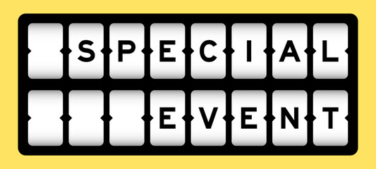 Black color in word special event on slot banner with yellow color background
