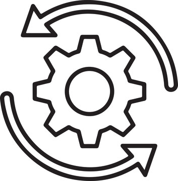 Business process flow gear workflow automation cycle concept icon representing continuous operation and efficient mechanical systems