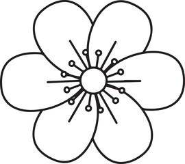 Simple outline five petal spa flower line art blossom botanical element for design projects