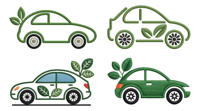 Embroidery car eco on a transparent background - Powered by Adobe