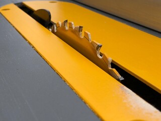 sharp teeth of a circular saw close up
