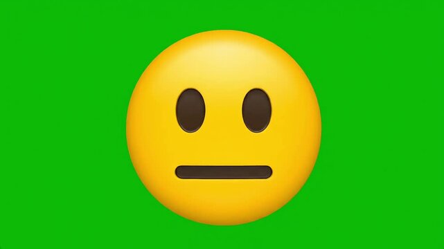 Neutral yellow emoji face on a vibrant green background, conveying a sense of indifference or blankness.