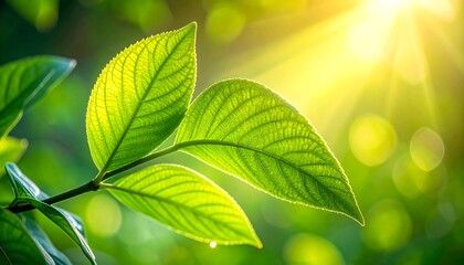 Sunlit Green Leaves - A Fresh and Vibrant Natural Scene.
