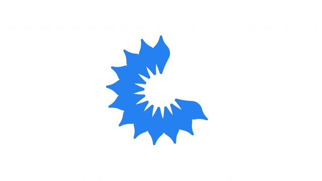 Blue sunflower petals expanding symmetrically loading animation. Blooming floral organic motion. Animated throbber on transparent background. UI design element 4K video. Progress indicator, buffering