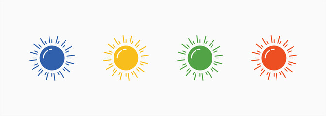 Sunlight Icon Set Color Multiple Style Collection