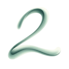 3D Rendered Number Two with Gradient numeral digit