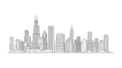 Naklejka premium Urban Silhouette: An abstract representation of a modern city skyline, capturing the essence of architecture, design, and metropolitan life.