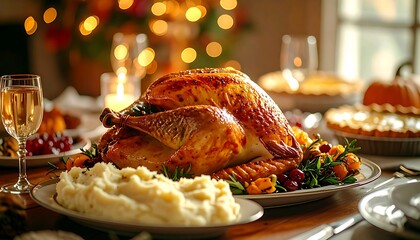 Roasted Turkey Feast A Festive Thanksgiving Table Display