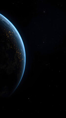 Obraz premium Earth from space showing city lights and atmosphere