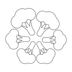 Broccoli Florets Circular Outline Vector Icon