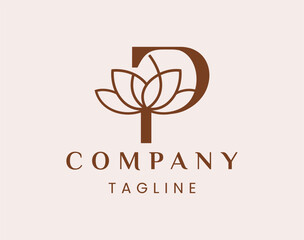 Letter P Elegant Lotus Flower Logo Design