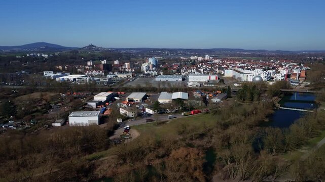 Aerial Cityscape with Industrial and Residential Areas