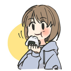 おにぎりを食べる女の子