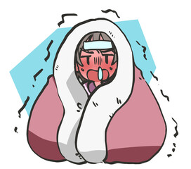 風邪をひいた女性