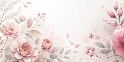 Elegant Pastel Floral Design Featuring Delicate Blooms and Soft Hues, Ideal for Wedding Invitations or Romantic Decor