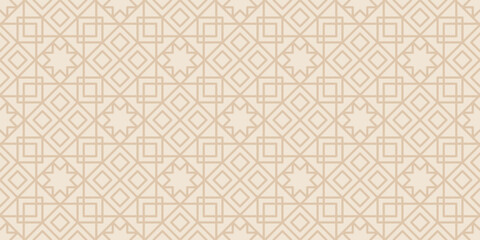 Seamless Nude Islamic Geometric Pattern. Arabic Geometric Grid Background. Minimalist Moroccan Zellige Repeat Pattern.