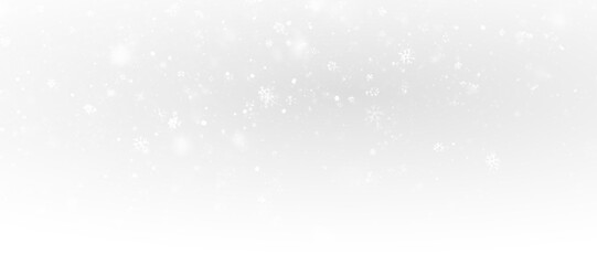 Snowflakes falling christmas decoration isolated background. White snow flying on transparent PNG