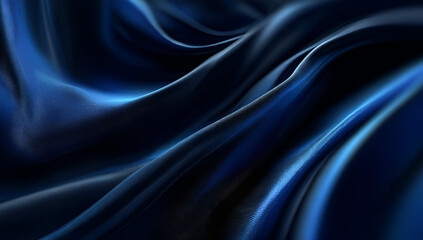Fototapeta premium Luxurious blue satin fabric elegantly draped, showcasing smooth texture and rich color for design and decor.