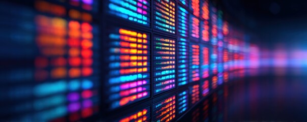 Breaking News Banner, Abstract digital background with glowing colorful elements.