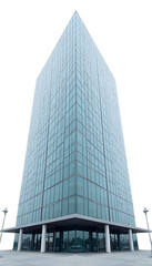 Modern glass skyscraper with unique triangular shape