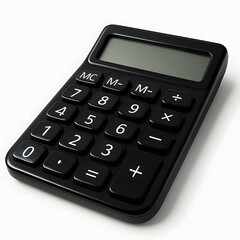 Sleek 3d black calculator with glossy finish and clear digital display