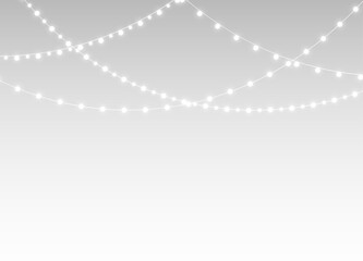 png transparent stringed garland with sparkling lights, twinkle effects, hanging fairy, christmas decoration, bright overlay, decorative elements, and seasonal festive illustration