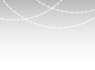 png abstract garland with glowing white lights, gold bulbs, string, festive lamps, isolated vector illustration for christmas, holiday, party, or winter decoration