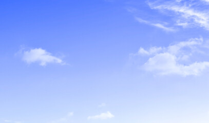 Fototapeta premium Blue purple sky with white cloud. Pastel colour backdrop of sunset sky. Beautiful nature. Summer colour backgrounds concept.