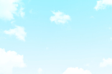 Blue pastel sky with white fluffy cloud. Cumulus clouds background. Cloudscape morning sky. The concepts of freedom of life, never give up and positive though energy.
