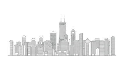 Urban Silhouette: A minimalist illustration captures the essence of a city's skyline, with its sleek buildings and iconic architecture.