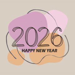 2026 happy new year vector banner aesthetic boho