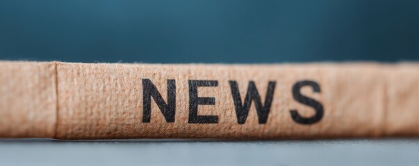 Breaking News Banner, Close-up of a book spine with the word "NEWS" printed on it.