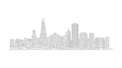 City Skyline Silhouette: Capturing the intricate details of a renowned city's skyline, rendered in monochrome. The architectural marvels stand in elegant contrast, a testament to urban design.