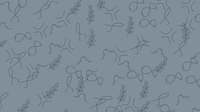 Pattern of branches infinity symbols and squiggles on gray, suitable for backgrounds, wallpaper, textiles, and naturethemed designs.