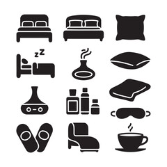Sleep and Relaxation Vector Icons Set